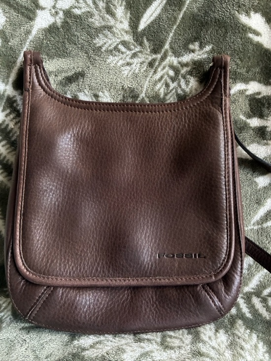 Fossil Handbags - Fossil Brown Pebbled Leather Crossbody Bag